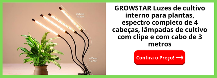 GROWSTAR Luzes de cultivo interno para plantas, espectro completo de 4 cabeças, lâmpadas de cultivo com clipe e com cabo de 3 metros